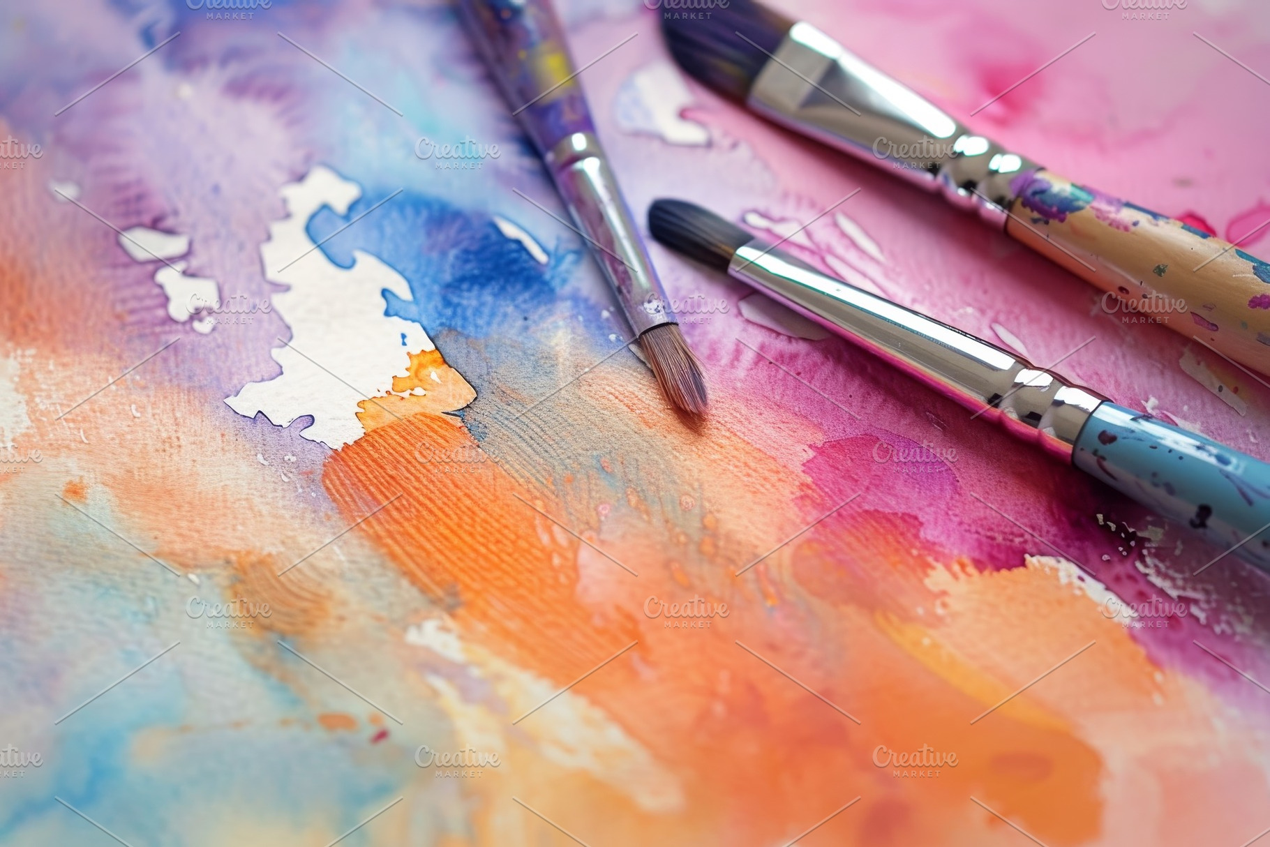 Watercolor Brushes on Paper, Experim, a Photo by Iftikhar Alam