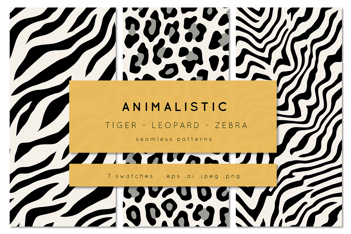 Animalistic Seamless Patterns Set, a Pattern Graphic by Curly_Pat (Photo 1 of 4)