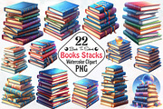 Back To School  Books Stacks PNG, an Illustration by RobertsArt (Thumbnail 1 of 7)