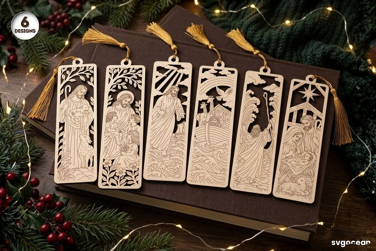 Wooden Jesus Bookmarks SVG Bundle, a Decorative Illustration by svgocean (Photo 1 of 13)