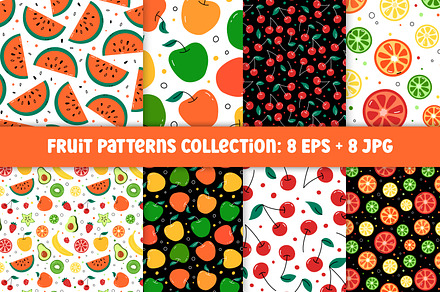 Fruit Patterns Food Vector Seamless