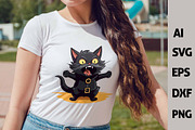 Spooky Halloween Cat Vector Clipart, a Seasonal Illustration by ARTify Illustrations (Thumbnail 2 of 10)