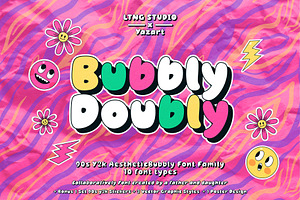 BubblyDoubly Font Family, a Handwritten Font by LTNG STUDIO
