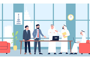 Arab male business meeting, a Finance Illustration by LadadikArt