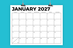 2027 8.5 x 11 Inch Calendar Template, a Stationery Template by Running With Foxes