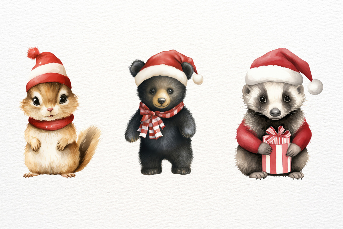 Woodland Christmas Watercolor PNG, a Seasonal Illustration by Maysa Art (Photo 6 of 6)