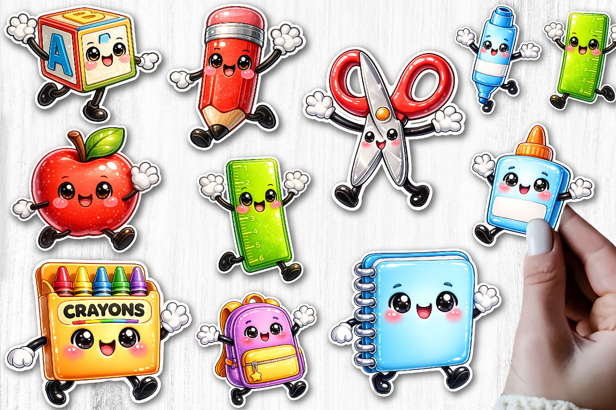 Back to School Kawaii Sticker Design, a Seasonal Illustration by Rose Art (Photo 1 of 3)