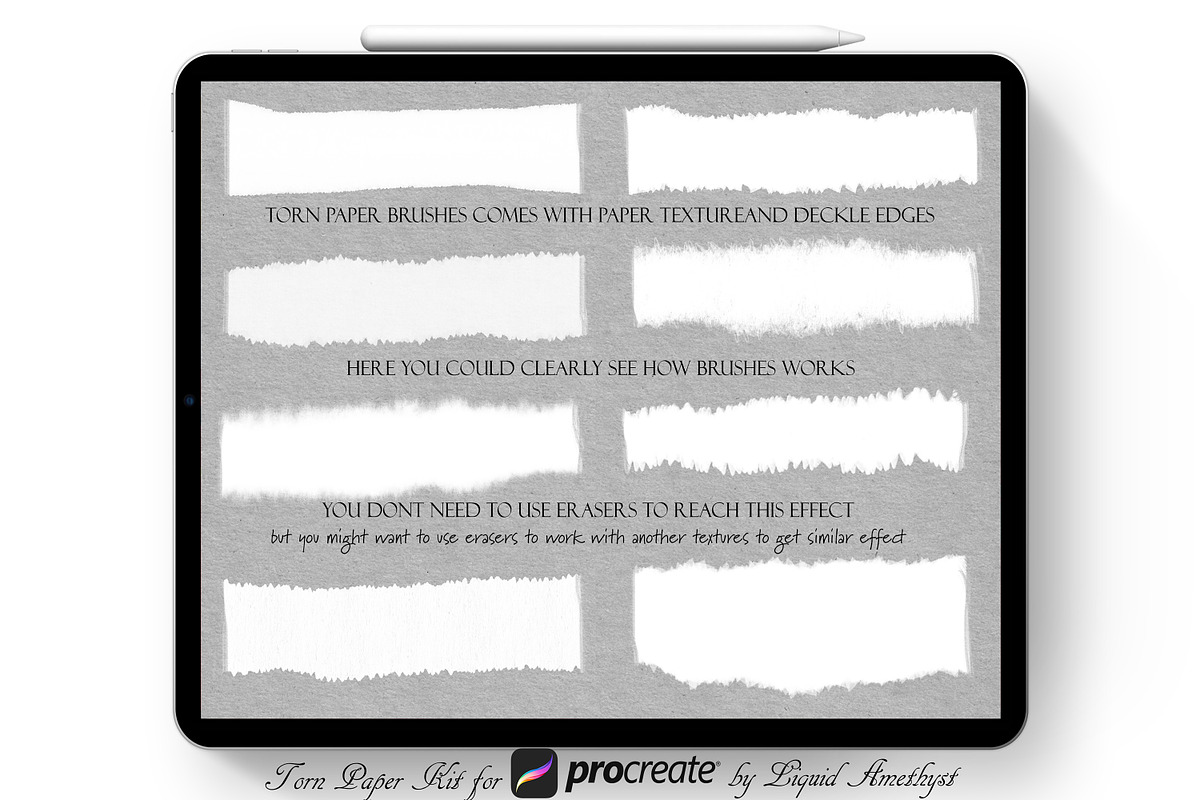 Torn Paper Kit for Procreate, a Brush Add-On by Liquid Amethyst Art (Photo 5 of 12)