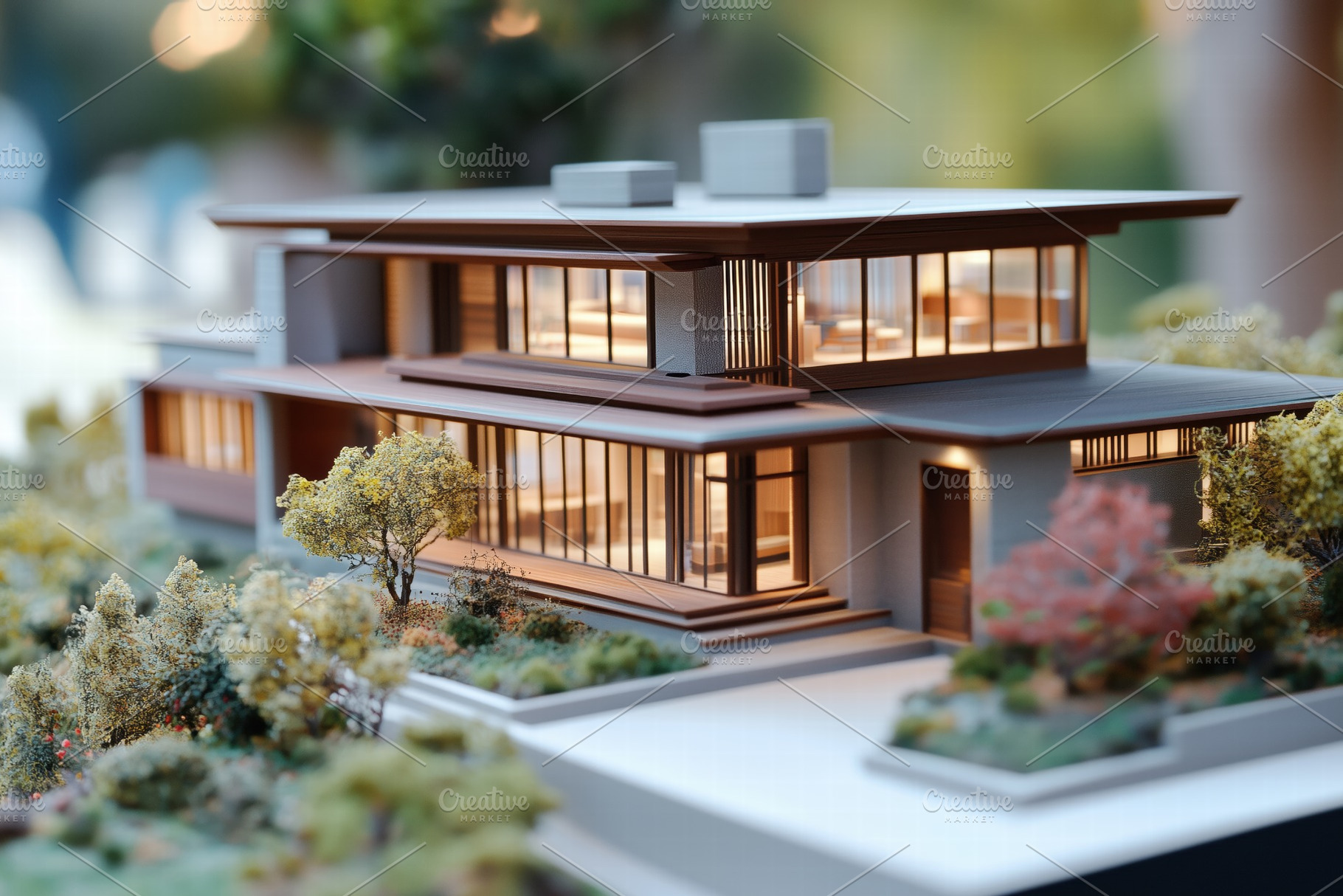 A detailed architectural model of a modern Contemporary house style ...