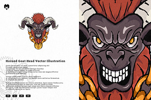 Horned Goat Head Mascot Logo, an Object Illustration by MEANDSTUDIO