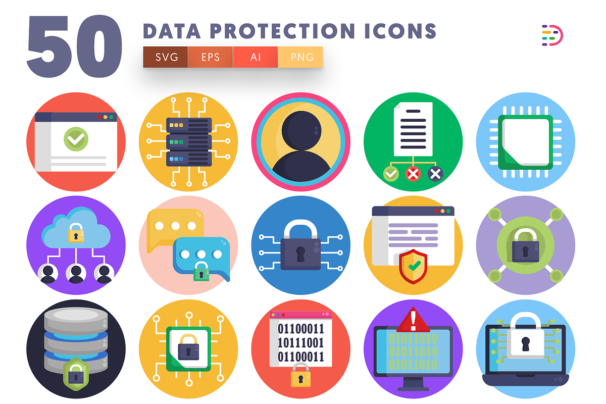 Data Protection Icons | Download SVG, PNG, EPS Icons | Creative Market