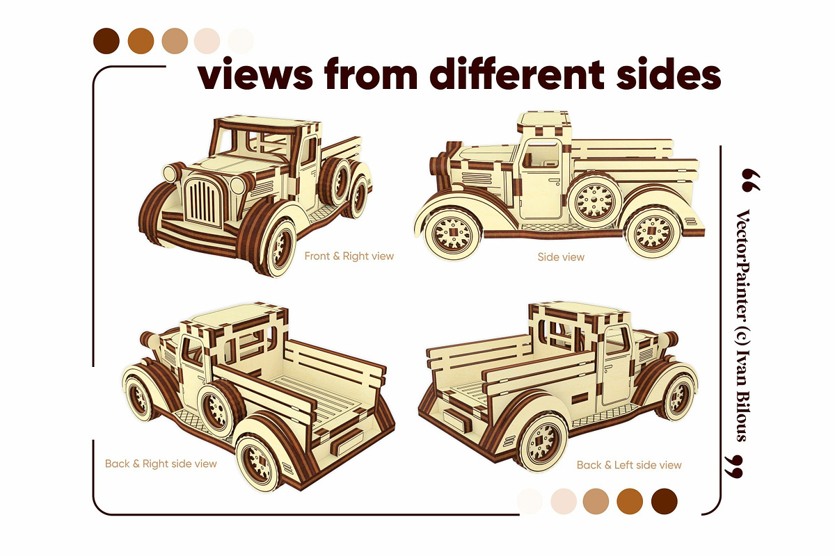 Small Vintage Truck - Laser Cut File, an Object Graphic by VectorPainter (Photo 7 of 21)