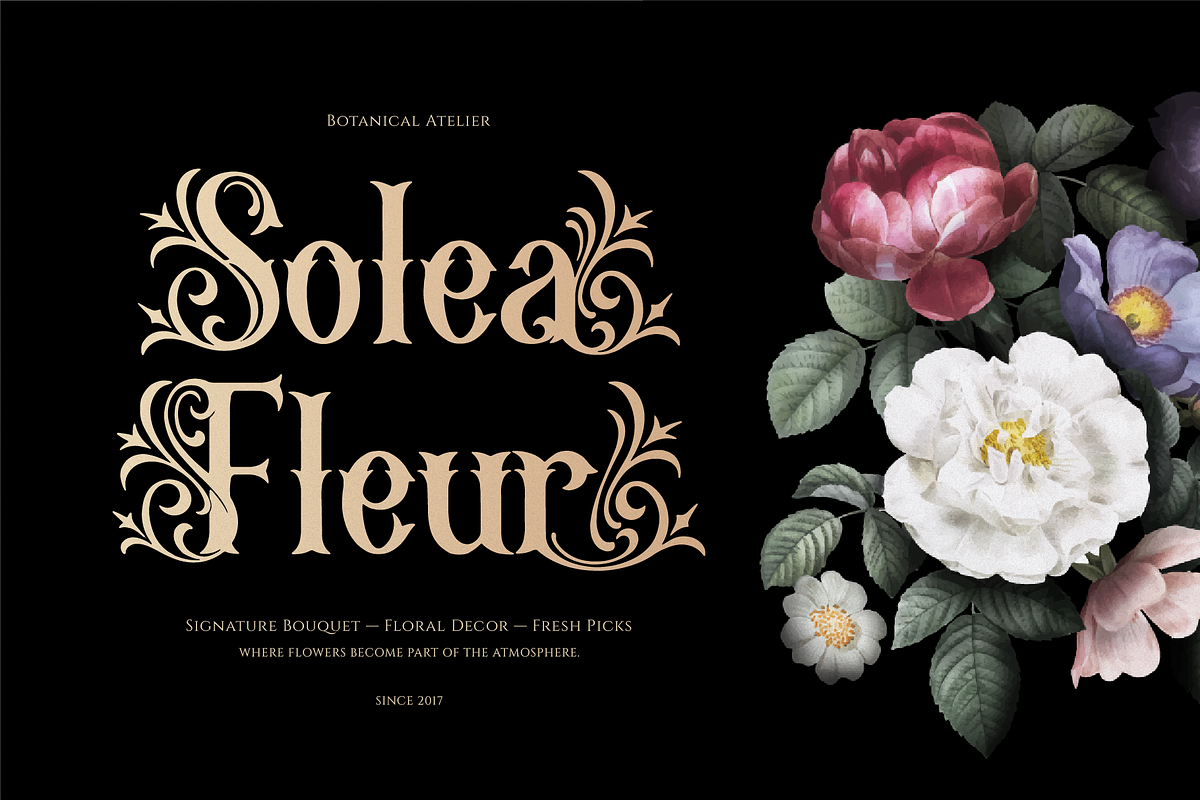 Mozathia | Decorative Display Font, a Blackletter Font by Denustudios (Photo 2 of 12)