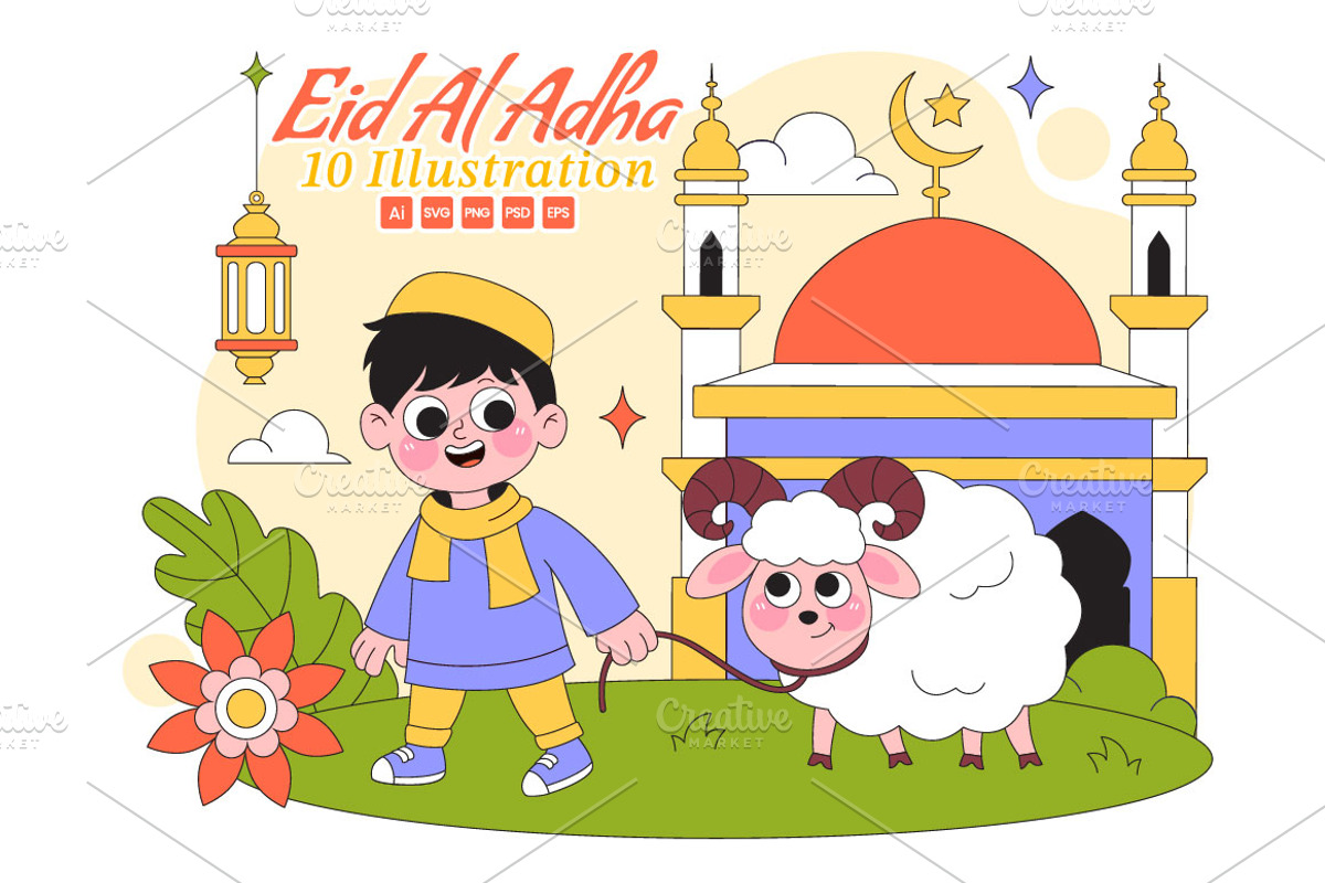 10 Happy Eid Al Adha Illustration, a Seasonal Illustration by denayunebgt (Photo 1 of 4)