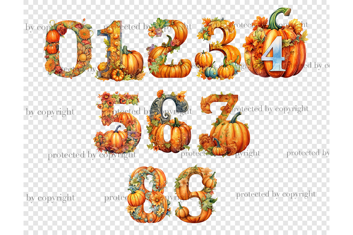 Pumpkin Alphabet Wedding Invitation, a Seasonal Illustration by GlamArtZhanna (Photo 7 of 7)