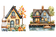 Watercolor Houses Clipart, an Illustration by Craft Nest (Thumbnail 11 of 12)