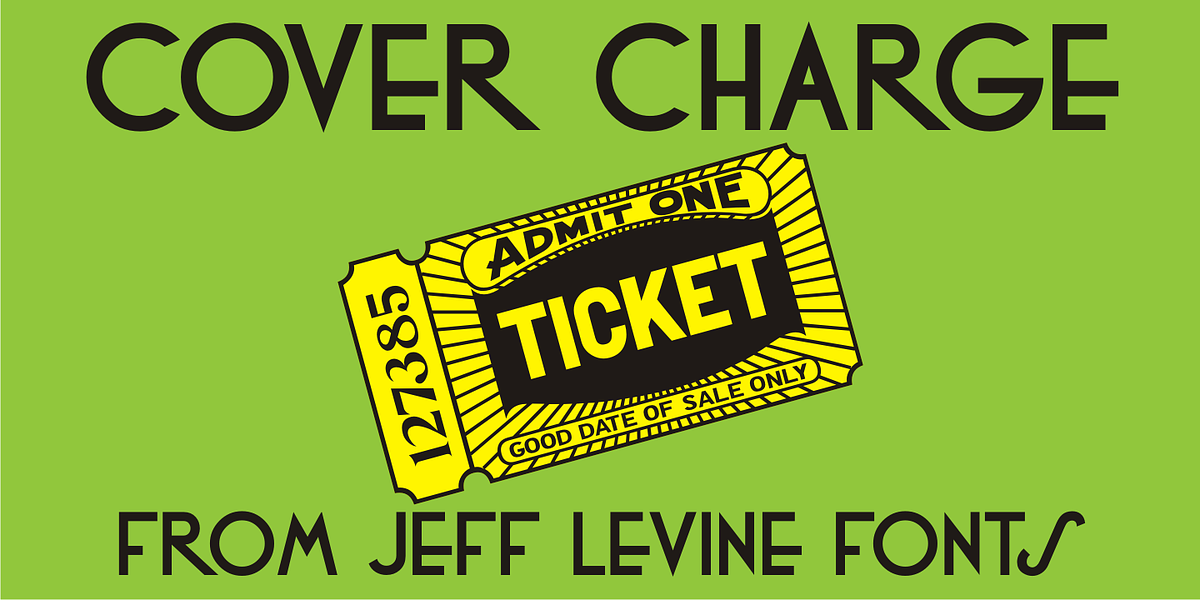 Cover Charge JNL, a Font by Jeff Levine Fonts