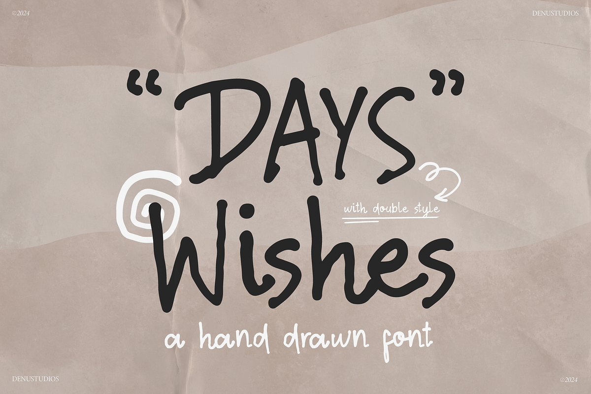 Days Wishes | Hand Drawn Font, a Handwritten Font by Denustudios (Photo 1 of 12)