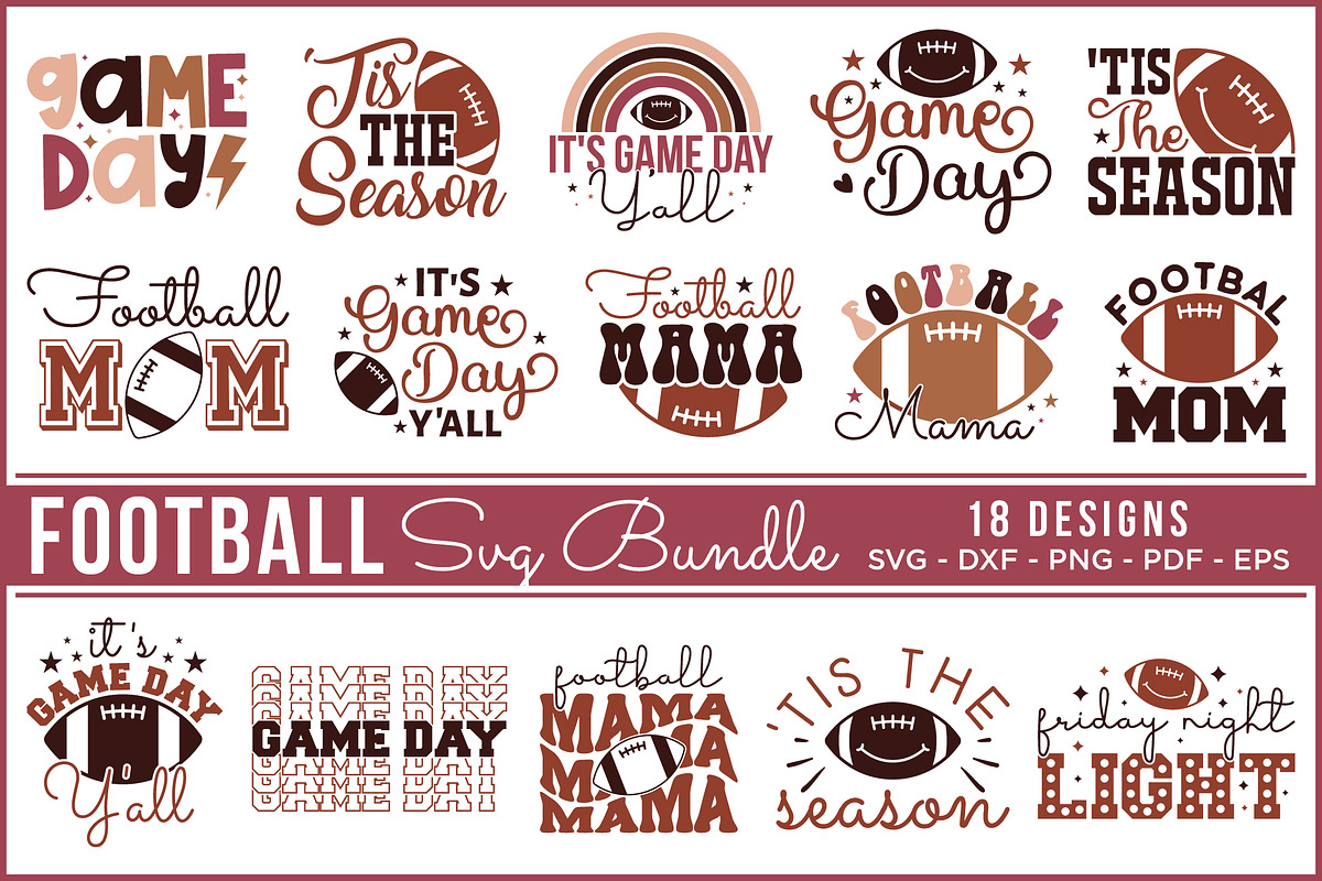 Football SVG Bundle 18 Designs, an Object Graphic by BeeCraftR (Photo 1 of 11)