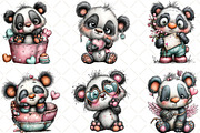 Whimsical Valentine Panda Clipart, an Animal Illustration by Black Bird Studio (Thumbnail 2 of 6)