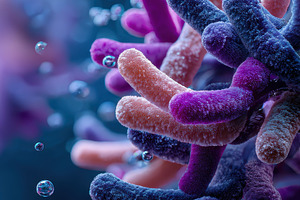Microscopic Bacteria Cluster Abstrac, a Photo by Pixeness Studio