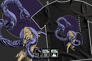Snake and rabbit tshirt illustration