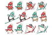 Winter Clipart, Cute Penguins, an Illustration by Collart Studio (Thumbnail 2 of 10)