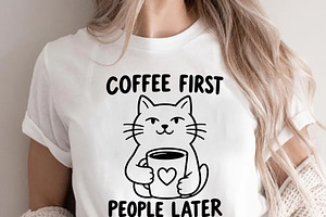 Coffee First People Later C Cat PNG