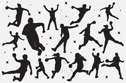 Handball Players Silhouette Set