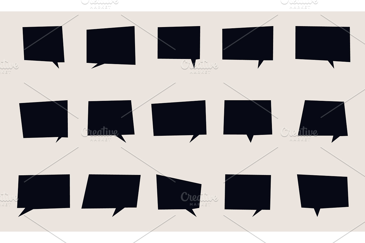 Speech Bubble Silhouette Set, an Object Illustration by Gentle Studio