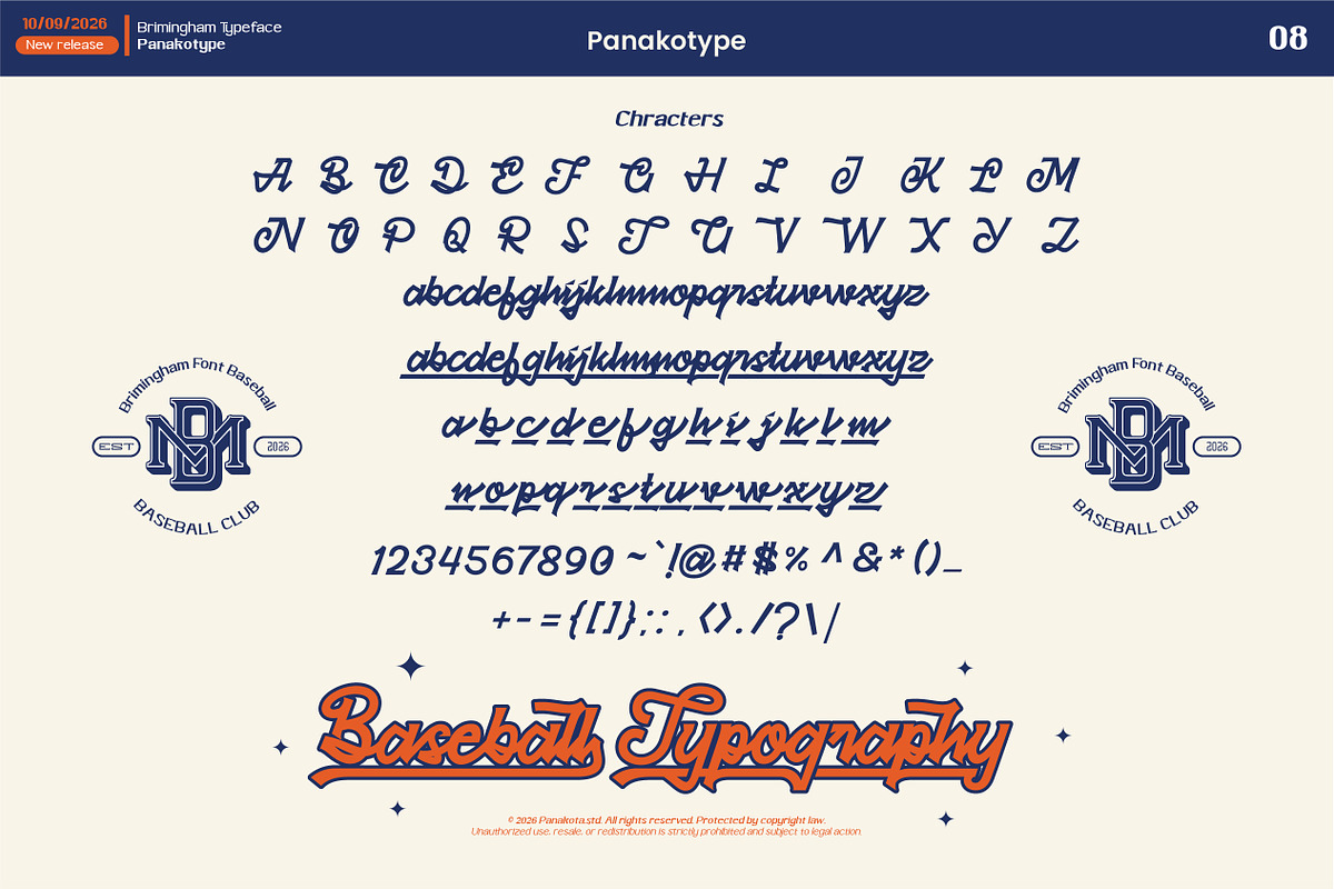 Bassball & Varsity fonts, a Script Font by panakota studio (Photo 15 of 18)