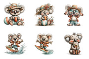 Whimsical summer koalas clipart, an Illustration by SinaCreation (Thumbnail 2 of 9)