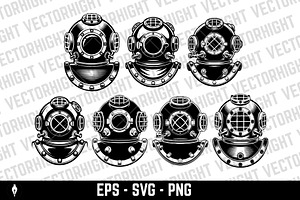Vintage deep sea diver helmet, an Object Illustration by Vectorhight