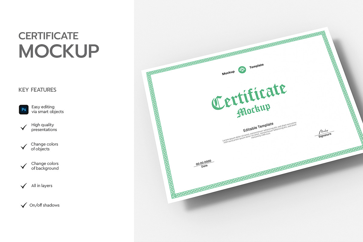 Editable Certificate Mockup Design, a Product Mockup by graphypix (Photo 2 of 4)