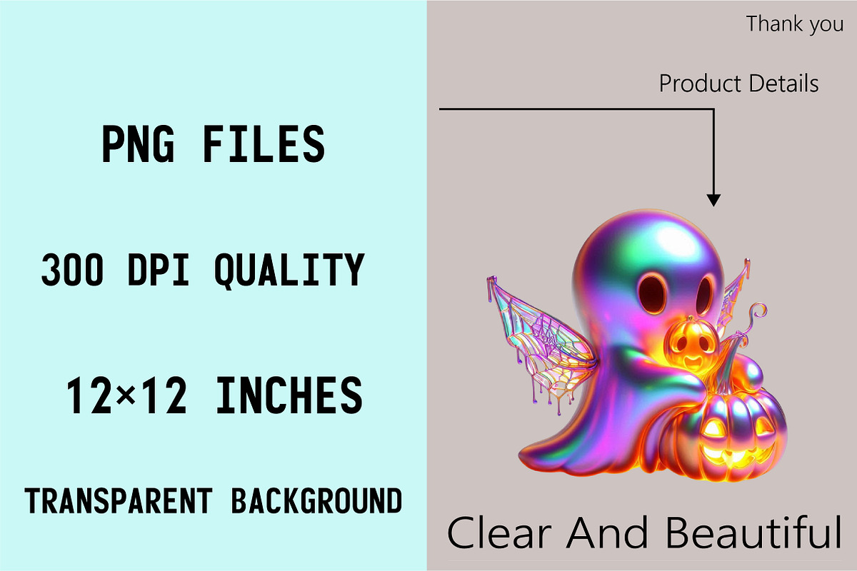 Halloween Iridescent Ghost Clipart B, an Illustration by SVGArt (Photo 3 of 8)