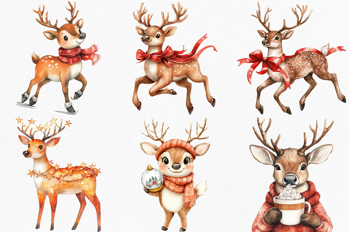 Watercolor Reindeer Christmas, an Illustration by Canvas Craft (Photo 2 of 8)
