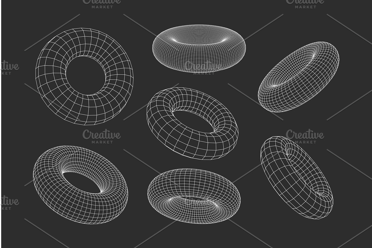 Futuristic Digital Wireframe Torus, an Illustration by Liudmyla Matviiets