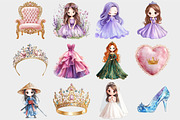 Watercolor Princess Clipart, a Seasonal Illustration by Design Market (Thumbnail 5 of 5)