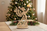 Christmas Angel Candle Holders SVG, a Decorative Illustration by svgocean (Thumbnail 7 of 14)