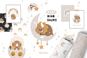 Baby dinosaur clipart & patterns