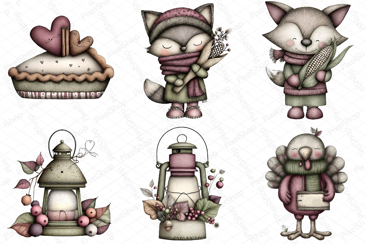 Whimsical Thanksgiving Clipart Bundl, an Illustration by DreamPrint404 (Photo 7 of 7)