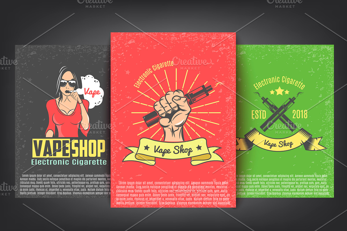 Vintage Emblem Pack  for Vape Shop, a Person Illustration by Vector Market (Photo 6 of 7)