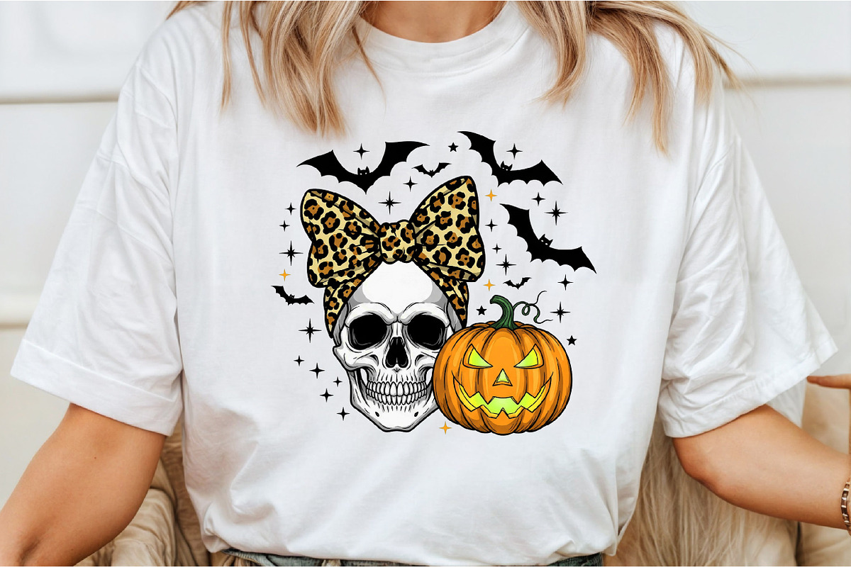 Skull With Bow,Pumpkin Halloween PNG, an Illustration by Libby Wishes (Photo 5 of 6)