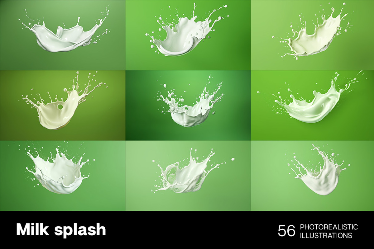 Milk Splash. 56 images, a Background Graphic by Handmadefont (Photo 7 of 11)