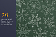 Snowflakes - line art illustrations, an Illustration by Anna.Klets (Thumbnail 2 of 10)