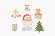 vintage pastel christmas clipart set, a Decorative Illustration by Patishop Art (Thumbnail 2 of 9)