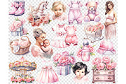 Baby Girl Clipart Bundle Newborn Bab, a Person Illustration by GlamArtZhanna (Thumbnail 4 of 5)