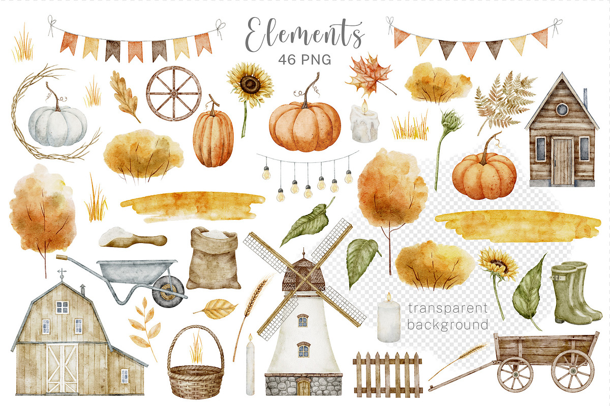 Autumn rustic watercolor - Fall set, an Illustration by Alisles (Photo 2 of 12)