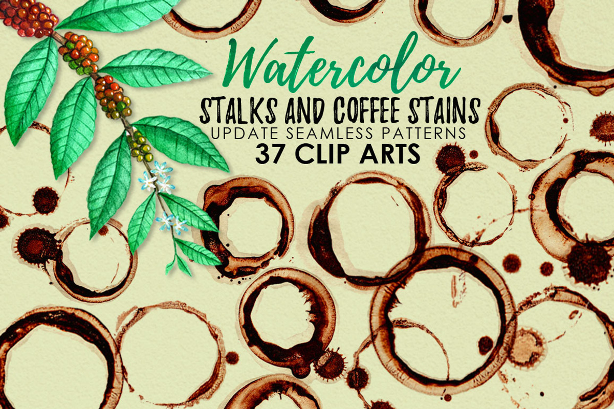 Watercolor Coffee Stains and Stalks, an Illustration by Graphobia (Photo 1 of 10)