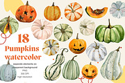 Pumpkin watercolor clipart, a Seasonal Illustration by Artcard Watercolor (Thumbnail 1 of 2)